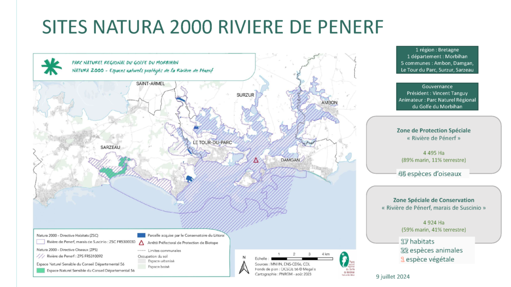 carte des sites natura 2000 rivière de Pénerf